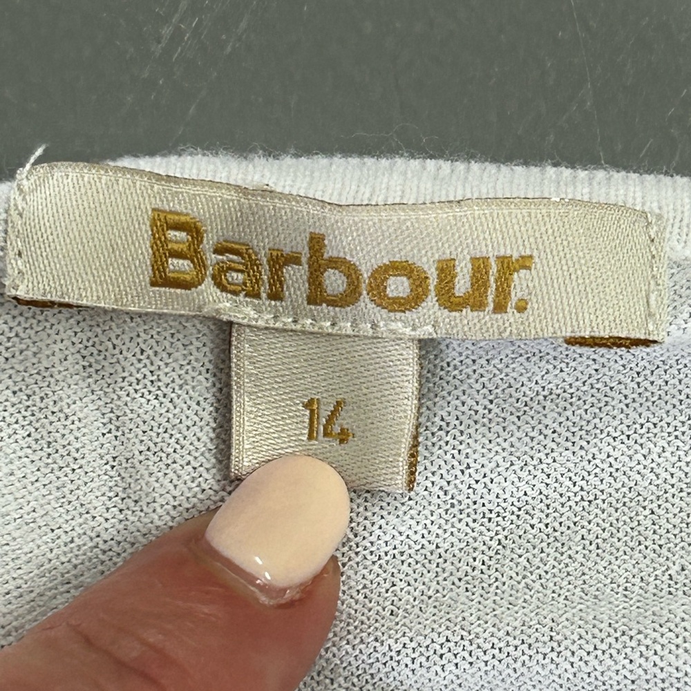 Barbour Women’s Chock Striped Knit Long Sleeve Boat Neck in Marigold Top Sz 14 - Picture 8 of 9
